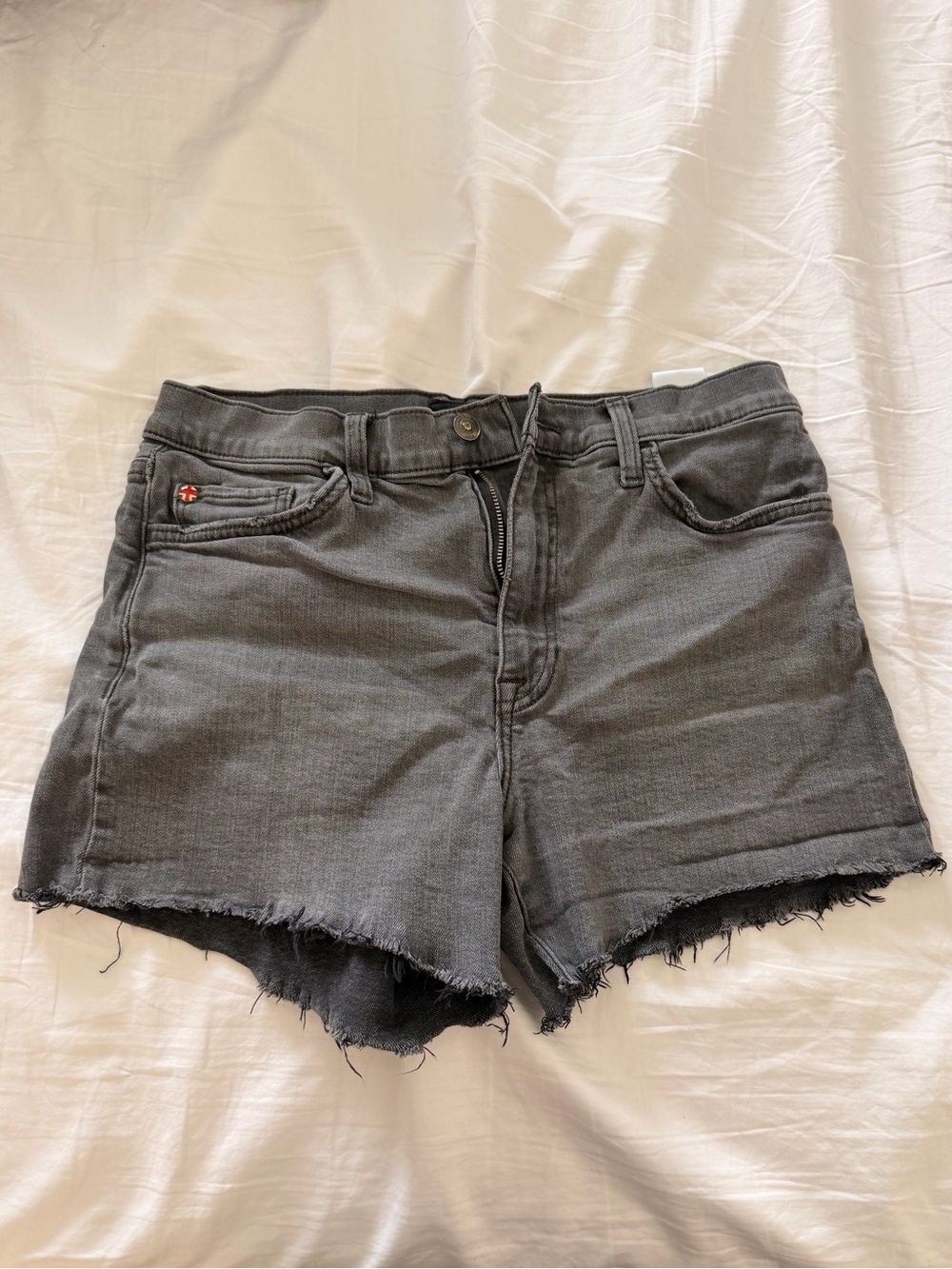 Hudson Jeans Charcoal Frayed Hem Denim Shorts